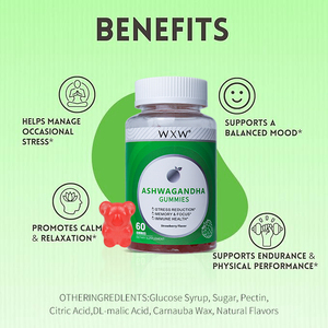 Compléments alimentaires pour la santé, sans sucre, biologiques, pour le système immunitaire, gommes à mâcher à l'ashwagandha, formule végétalienne, bonbons à l'ashwagandha - Product Image 6