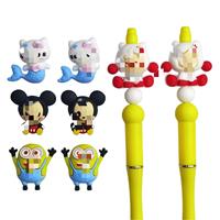 Nouveautés en gros : Perles en vrac 3D en silicone et PVC, motifs de personnages de dessins animés et d'anime, pour la fabrication de stylos et de porte-clés