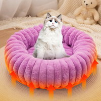 Fabricant en gros de lits pour animaux de compagnie de luxe avec logo personnalisé, en forme de beignet, en peluche, pour chats et chiens
