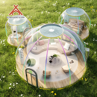 Dôme de glamping géodésique en polycarbonate PC Kawagebo Kamp (KK) 6m + 4m + 2.5m avec salon intégré