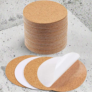 Großhandel moderne DIY Untersetzer selbst klebende Kork brett Quadrate starke Holz rücken Kork Kreis Fliesen Matte für Wand dekoration - Product Image 2