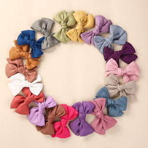 <strong>2026</strong> New Arrival Cotton Linen Baby Hair Bow Clip Solid <strong>Color</strong> Knot <strong>Hairpin</strong> for Infant Girls Daily Wear Photo Shoot - Product Image 1