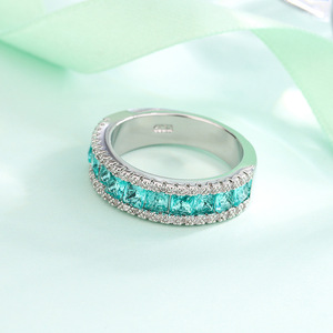 Bague en Zircon Cubique Taille Émeraude Plaqué Rhodium pour Femme, Bijou de Mariage Tendance Style Européen et Américain, Cadeau Transfrontalier - Product Image 4