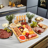 Ensemble de planches à charcuterie en bambou, support magnétique amovible, plateau de service à fromage avec couverts pour les fêtes et les cadeaux de pendaison de crémaillère