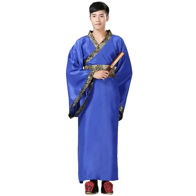 10 색 남성 Hanfu 전통 중국 의류 고대 의상 축제 의상 무대 공연 의류 민속 댄스 의상