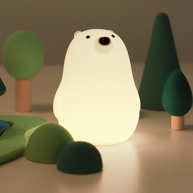 Modern C Type Battery Powered Rechargeable Warm White LED Breathing Silicone Penguin Animal Dimmable Night Light