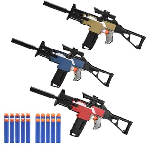 야외 촬영 경기 UMP 전기 EVA 거품 부드러운 총알 총 장난감 소년 게임 공기 소프트볼 총 장난감 배터리 거품 총알 총