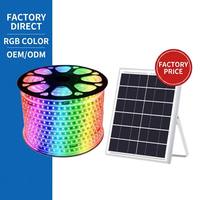 Vente directe d'usine, bande lumineuse LED RGB à énergie solaire, étanche IP67, télécommande, millions de couleurs, lampe de décoration de jardin extérieur