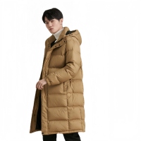 Manteau d'hiver rembourré à capuche noir pour homme, parka longue et chaude avec poignets à boutons-pression et poches latérales