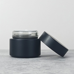 Custom Luxury Empty Skincare Cosmetic Jar Face Cream Container 30g 50g 100g Matte Black Glass Cosmetic Jar With Lids - Product Image 4