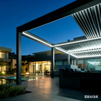 Systèmes de couverture à lames orientables automatiques pour l'extérieur, en alliage d'aluminium, imperméables, pare-soleil, pergola rétractable