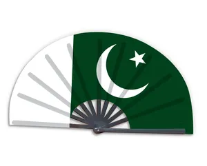 Yeni ürün özelleştirilmiş ulusal ülke bayrağı Pakistan katlanır bambu el düzenlenen Fan