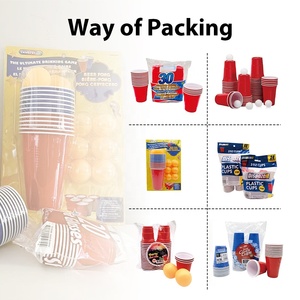 Gobelets <span class=keywords><strong>en</strong></span> <span class=keywords><strong>plastique</strong></span> PP personnalisés rouge et <span class=keywords><strong>bleu</strong></span>, ensemble de beerpong, gobelets jetables pour fête brassicole - Product Image 4