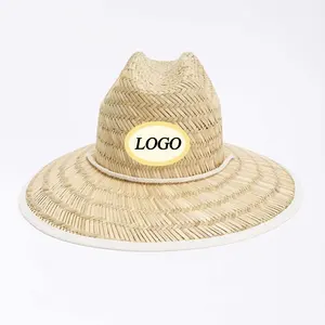 Summer UPF50+ Sun Protection Children Straw Hats Kids Beach Surf Lifeguard Hat for Men Male Cowboy Straw Hat Supplier