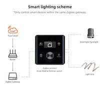 Système d'ajustement de la lumière sans fil RGBCW Zigbee pour interrupteur intelligent à bouton rotatif 10A, contrôleur en verre PC