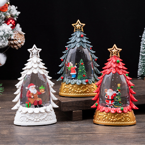 Árbol de Navidad LED con globo de nieve Nevadas eléctricas Decoración de iluminación Adornos de escritorio Luz nocturna para Navidad - Product Image 2