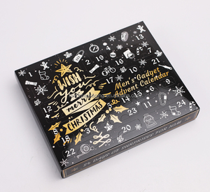 FAVORCRAFTS Boîte de calendrier de l'avent pour hommes avec gadgets imprimés sur mesure, 24 jours, compte à rebours de Noël, emballage en boîte mystère avec portes perforées - Product Image 1