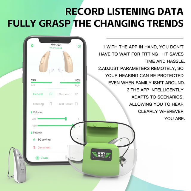 ODM Manufacturer BTE Hearing Aids App Control Digital UV Case LED Display Mini Rechargeable Hearing Aids for Deafness
