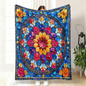 Manta de Franela con Diseño Floral Mandala, Reversible, Cálida y Acogedora para el Hogar u Oficina, Personalizable, Venta al Por Mayor - Product Image 2