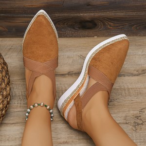 Women Summer Pointed Toe Wedge Hemp <b>Rope</b> Sole Closed-Toe Sandals New <b>Thick</b>-Soled Large Sandals - Product Image 3