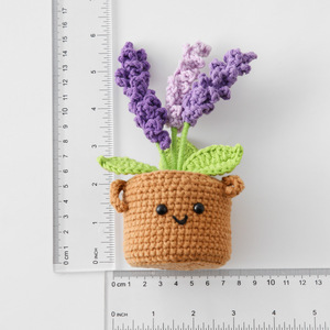 Decorazione Artigianale Lavorata a Maglia e Uncinetto, a Forma di Pianta in Vaso con Faccina Sorridente, Simbolo di Abbondanza e Buon Augurio, con Spiga di <span class=keywords><strong>Grano</strong></span> e Orzo - Product Image 4