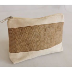 Pochette cadeau personnalisée en coton, sac cosmétique minimaliste réutilisable, sac de voyage en jute, sac à cosmétiques avec fermeture éclair, trousse de toilette - Product Image 1