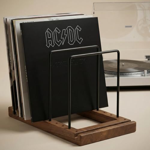 Decorative Vinyl Record Storage for up to 75 Single Records Sturdy LP Holder Stand Organizes