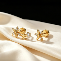 Boucles d'oreilles simples et polyvalentes en argent, bijoux en gros, plaqué or, avec un zircon rond, clous d'oreilles circulaires