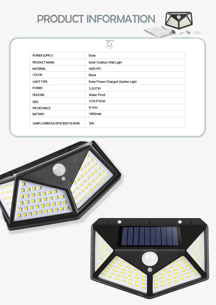 LED Solar Lights Outdoor Motion Sensor Cordless Waterproof Wall Lamp Solar PoweredFence Patio Front Door Garden Light