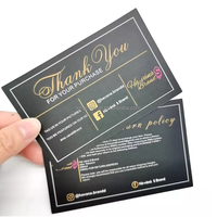 Carte de remerciement OEM en papier mat recyclable, fond rose personnalisé, texte scripté, pour petite boutique, carte d'insertion de remerciement client
