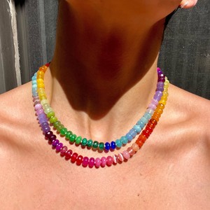 قلادة عنق للنساء من حجر الراين والزجاج والكريستال مطرز بالخرز من Zooying ، قلادة عنق من الحجر الطبيعي لقوس قزح بوهيمي للنساء - Product Image 3