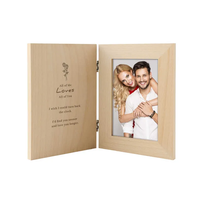 Großhandel romantischer Valentinstag personalisiertes Souvenir Paare Holzbild-Foto rahmen
