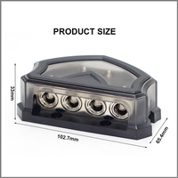 Bloc de distribution d'alimentation audio pour voiture 4 voies, 2 entrées 0,2/4 AWG vers 4 sorties 0,2/4 AWG, répartiteur de masse pour amplificateur avec couvercle