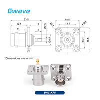 Connecteur RF remplaçable sur le terrain femelle BNC espacement de la bride à 4 trous matériau en laiton de 13.1mm pour les applications de PCB DC-4GHz de Pot de soudure