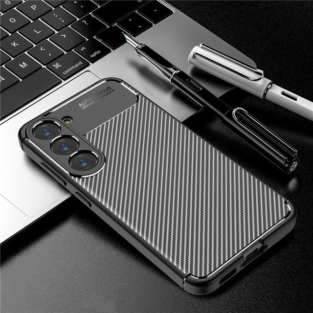 Soft Silicone Carbon Fibre Cell Mobile Case for Samsung S23 Tetxure Phone Cover for Samsung Galaxy A04 A04E A14 A54 A74 A34