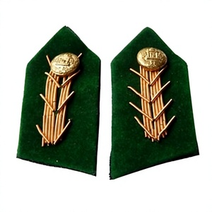 ชุดป้ายคอเสื้อแบบเย็บติด Gorget Patches พร้อมแถบผ้าลูกไม้ปักมือบนผ้าแคนวาส เป็นมิตรกับสิ่งแวดล้อม คุณภาพสูง สีตามสั่ง ป้ายแบบคลาสสิก - Product Image 1