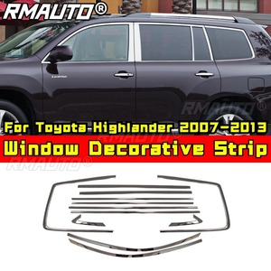 Bande décorative pour fenêtre de voiture, cadre de porte extérieur en acier inoxydable pour Toyota Highlander 2007-2013, Kit carrosserie, accessoires de voiture - Product Image 2