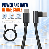 Câble de charge rapide USB C vers USB C 60W OEM ODM, câble de données Type C à angle droit de 90 degrés pour manette de jeu, ordinateur portable, téléphone portable