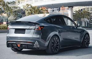 Tesla modeli Y arka ÖN TAMPON için KXY CMST stil karbon Fiber arka difüzör - Product Image 6