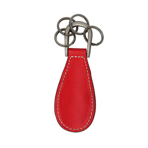 Leather Shoe Horn Keychain Portable Mini Shoe <b>Puller</b> For Easy Wearing Red With Metal Rings - Product Image 2