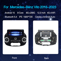 Radio para Auto Android 15 de 12.3 Pulgadas para Mercedes-Benz Vito 2016-2023, CarPlay Inalámbrico, Pantalla GPS, Sistema Multimedia para el Tablero