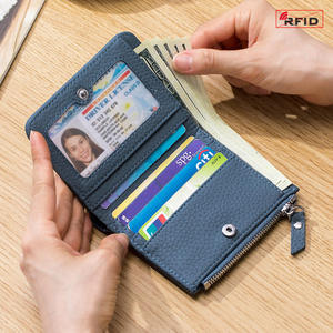 AndoBag Short Wallets for Women Fashion Genuine Cow Leather RFID <b>Bifold</b> Wallet Zipper Coin <b>Purse</b> Slim Card Holder 7384 - Product Image 4