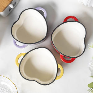 قدر هولندي من الحديد الزهر على شكل قلب مخصص، غير لاصق، مطلي بالمينا العتيق، طقم قدور بكمية طلب أدنى منخفضة مع مقبض، أواني طهي للطهي البطيء - Product Image 3