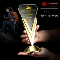 Trophée en cristal de conception libre de randonnée d'alpinisme créatif sur mesure course d'orientation d'escalade en plein air écologique