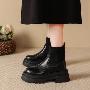 Botas de Tobillo Marrones con Punta Redonda Estilo Retro 2026 para Mujer, Botas de Estilo Británico con Suela Gruesa - Product Image 4