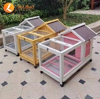 Cage à lapins moderne et durable en bois avec roulettes, plateau amovible, toit imperméable, pour usage extérieur, pour cochons d'Inde et écureuils