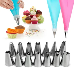 Nosel Kue Rusia, Nosel Kue, Alat Ujung Kue, Icing, Pipa Stainless Steel, Nozel Set dengan Tas