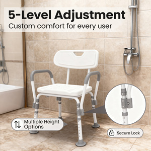 Chaise de douche antidérapante de 45 cm avec accoudoirs pour personnes âgées, équipement de sécurité pour la salle de bain - Product Image 2