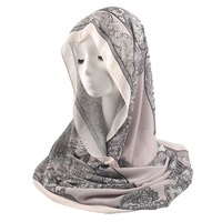 Hijab long en mousseline de soie pour femmes musulmanes malaisiennes, motif floral ondulé, couleurs dégradées, toutes saisons