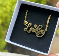 Collar con Colgante de Doble Corazón Personalizado con Letras de Nombre, en Acero Inoxidable, Chapado en Oro/Plata/Oro Rosa de 18K, para Aniversario, YBcustom